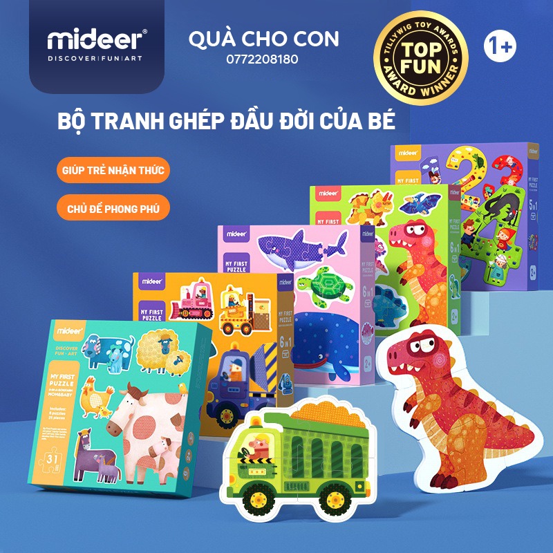 BỘ XẾP HÌNH ĐẦU ĐỜI NHIỀU CHỦ ĐỀ CHO BÉ - MY FIRST PUZZLE - HÃNG MIDEER