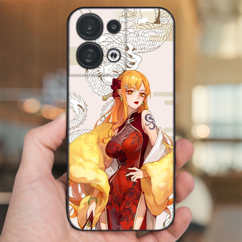 Ốp lưng Oppo Reno 8 5G viền đen in hình Nami One Piece Đảo Hải Tặc