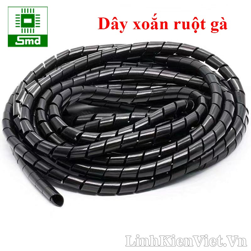 Dây xoắn ruột gà, dây bọc điện phi 4/6/8/10/12/14/16/18mm 1 mét màu đen