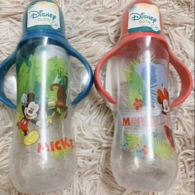 [Mã LIFEDC1012 giảm 250K đơn 500K] Bình Sữa Có Tay Cầm 125ml/250ml xanh/hồng Disney