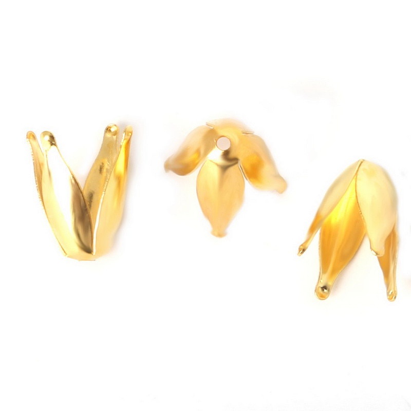 Mũ chặn hạt làm trang sức Beadia hình hoa bằng kim loại 13x8mm (vừa với 10mm)