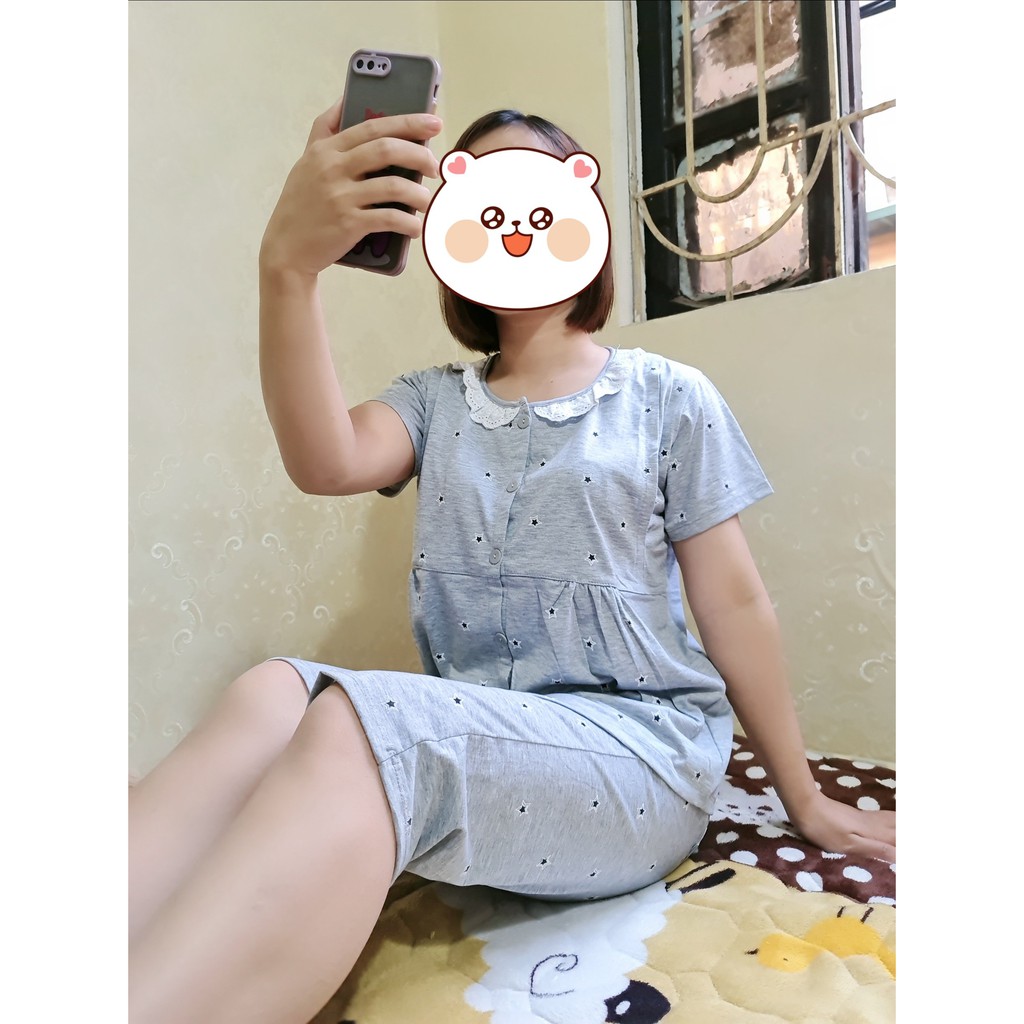 Bộ LỬNG Bầu Sau Sinh Hình SAO, Chất thoáng mát cotton cao cấp, mặc nhà tiện cho bé ti