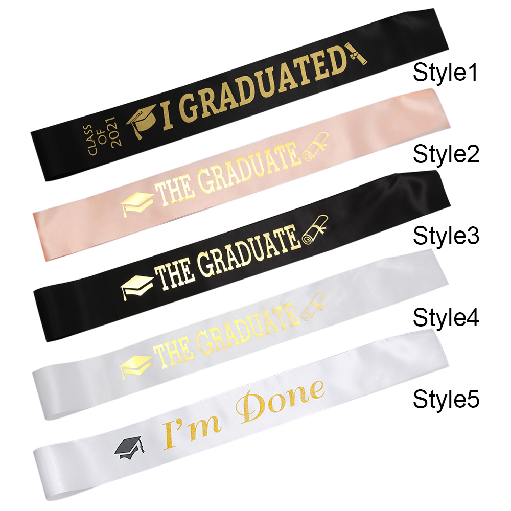 Dây đai satin mừng lễ tốt nghiệp 2021 trang trí hình chữ cái đính kim tuyến lấp lánh