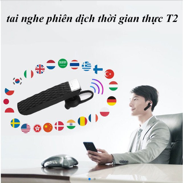 Tai nghe Bluetooth nhét tai phiên dịch ngôn ngữ T2 - Cao Cấp