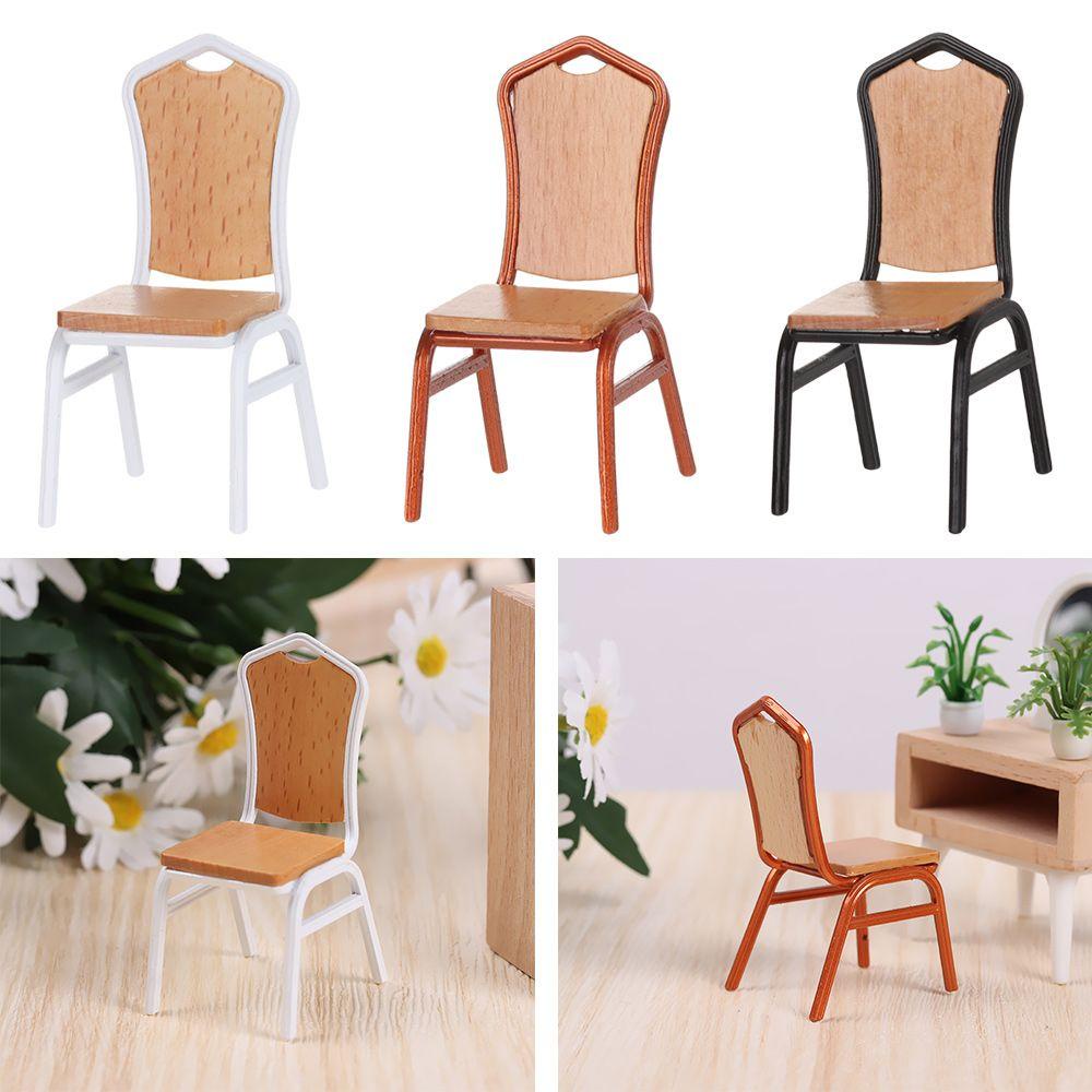 LUOL Ghế Gỗ 3 Màu Tỉ Lệ 1 / 12 Trang Trí Nhà Búp Bê