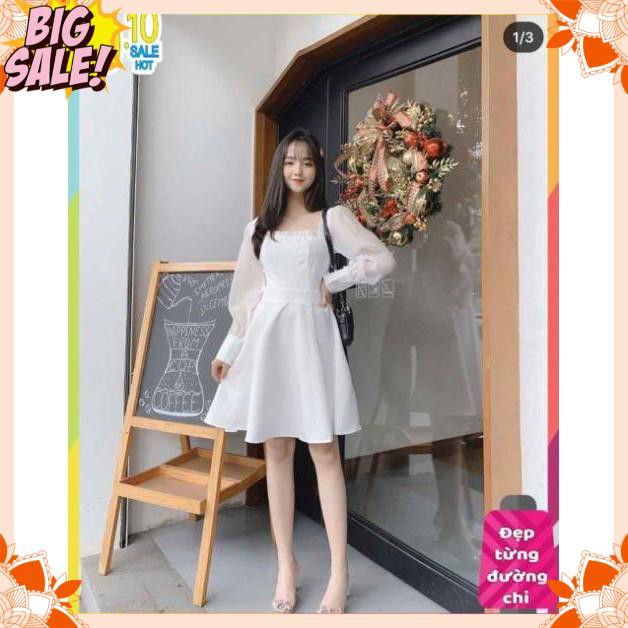 Đầm trắng xòe tay phồng nữ tính siêu xinh | BigBuy360 - bigbuy360.vn