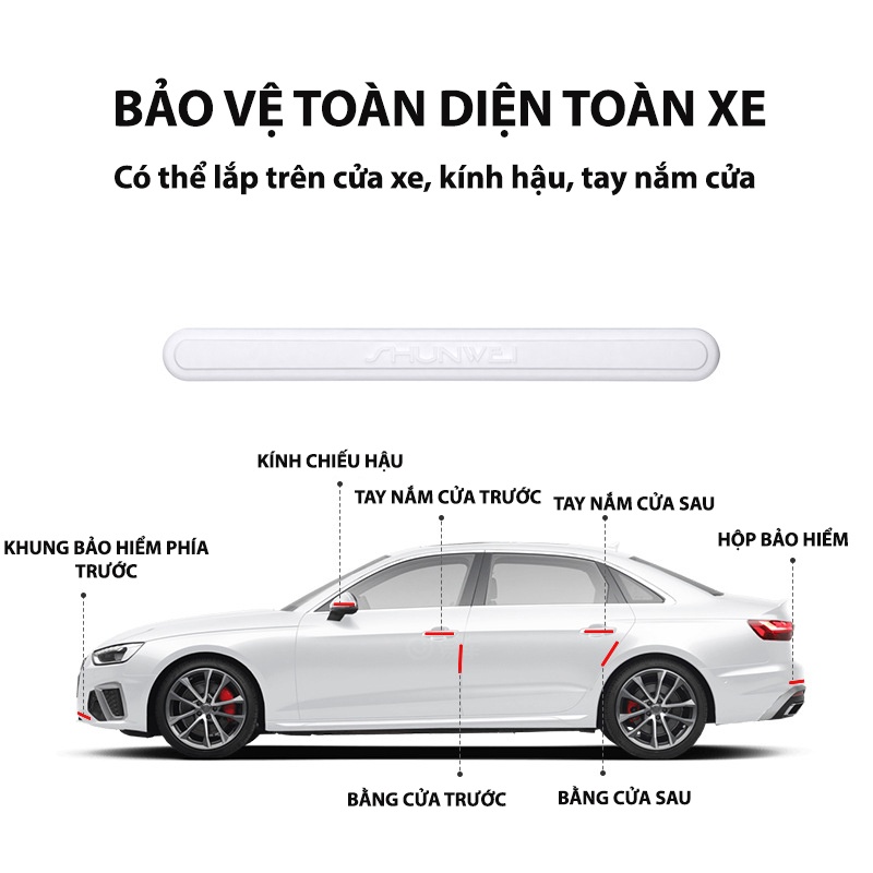 Combo 4 miếng dán chống va đập cửa xe ô tô chất liệu Silicon siêu chịu lực, chống mài mòn