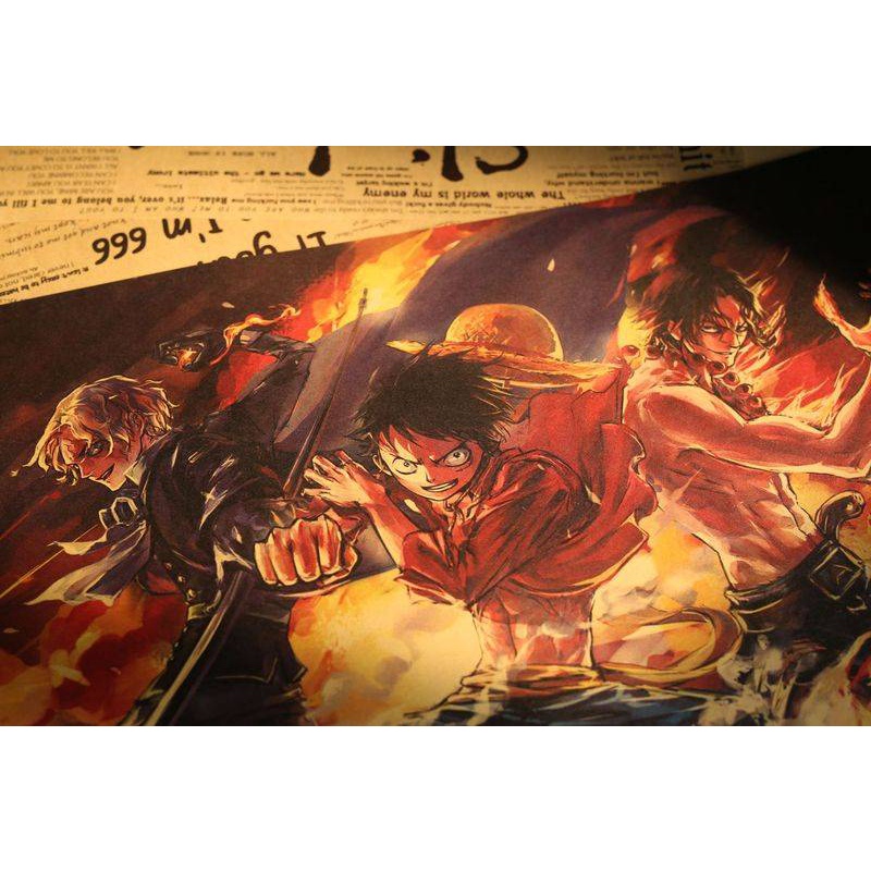 Tranh treo tường họa tiết One Piece "Sabo Luffy Ace" dùng cho trang trí kích thước 35x50cm