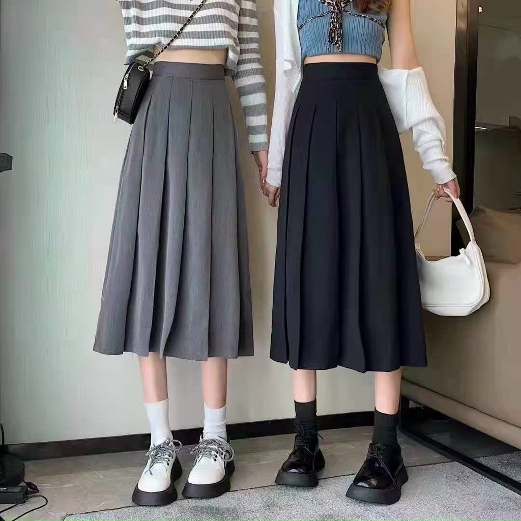Chân váy xếp ly midi sịn _ Hàng Quảng Châu