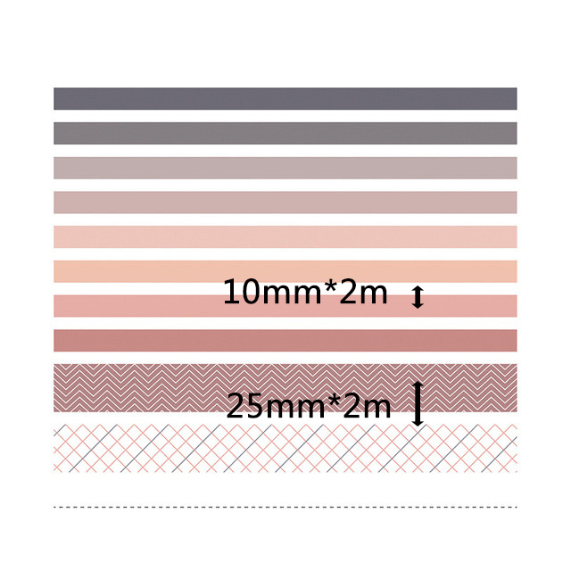Set 10 Cuộn Băng Dính Washi Màu Trơn Đơn Giản Tùy Chọn Phong Cách Retro
