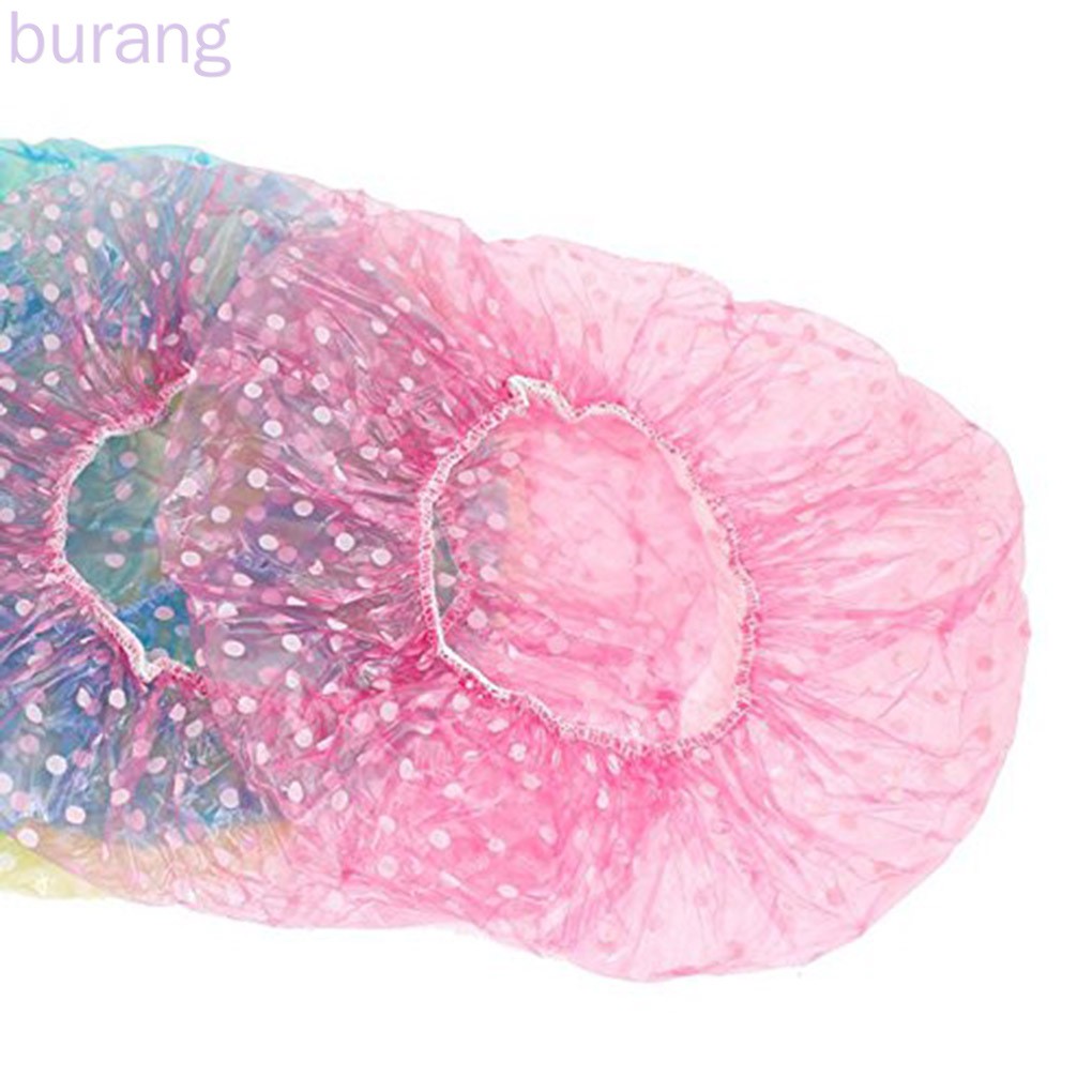 Set 6 mũ tắm nhựa dùng một lần ba màu tùy chọn tiện dụng