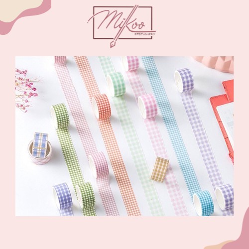 Set Washi Tape Caro Pastel Đáng Yêu Nhiều Màu