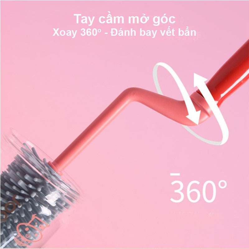 Bộ cọ bình sữa Silicone cao cấp 2 chi tiết phù hợp với mọi loại bình - Dom Dom Kids