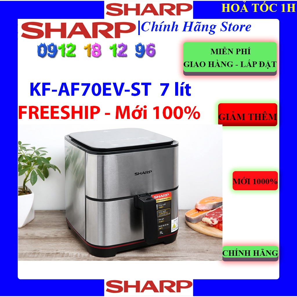 [Mã ELHAMS5 giảm 6% đơn 300K] [Sharp AF70EV] Nồi chiên không dầu Sharp KF-AF70EV-ST 7 lít