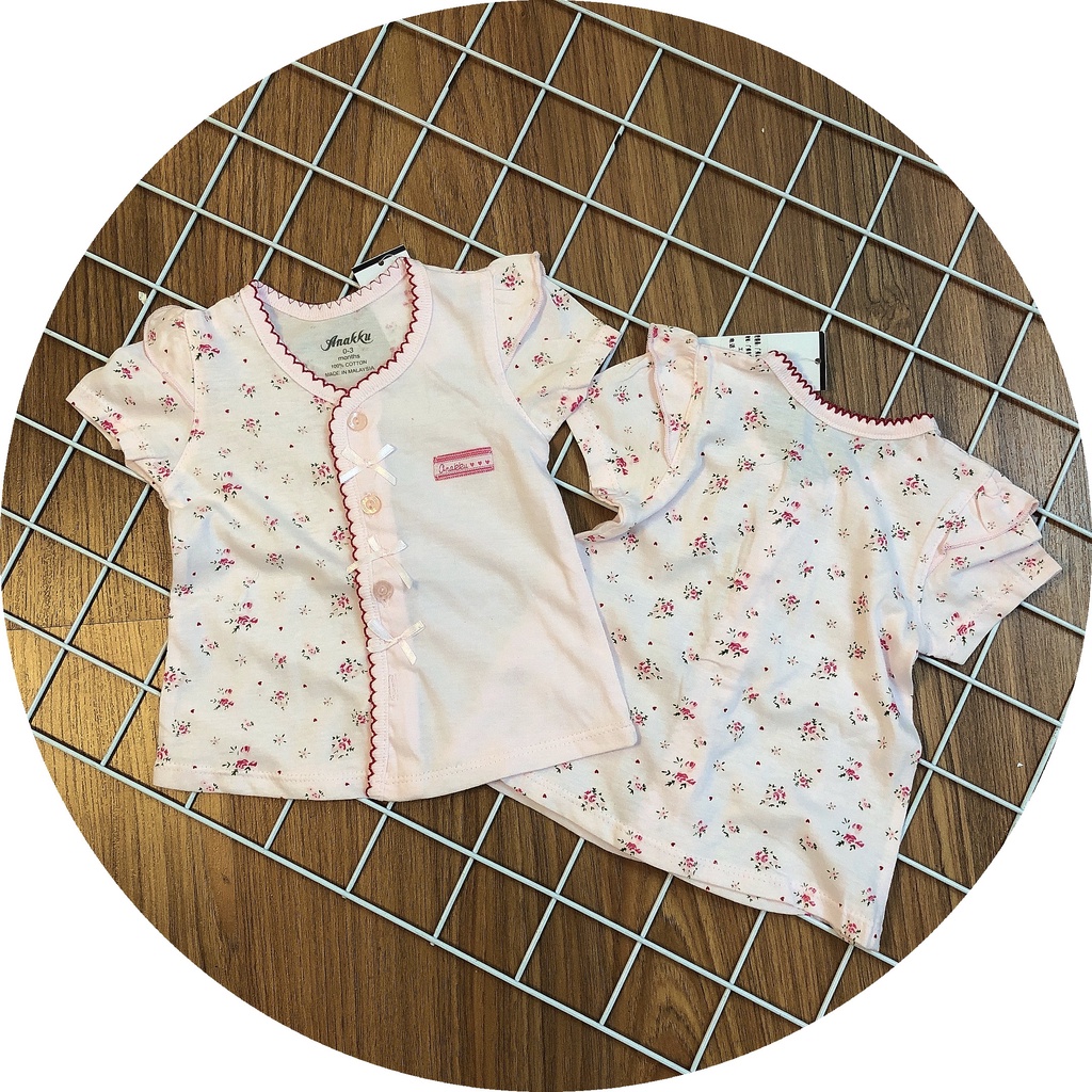 Áo Sơ Sinh Bé Gái Cộc Tay Cotton Mềm Mại Hàng Quảng Châu Siêu Xinh