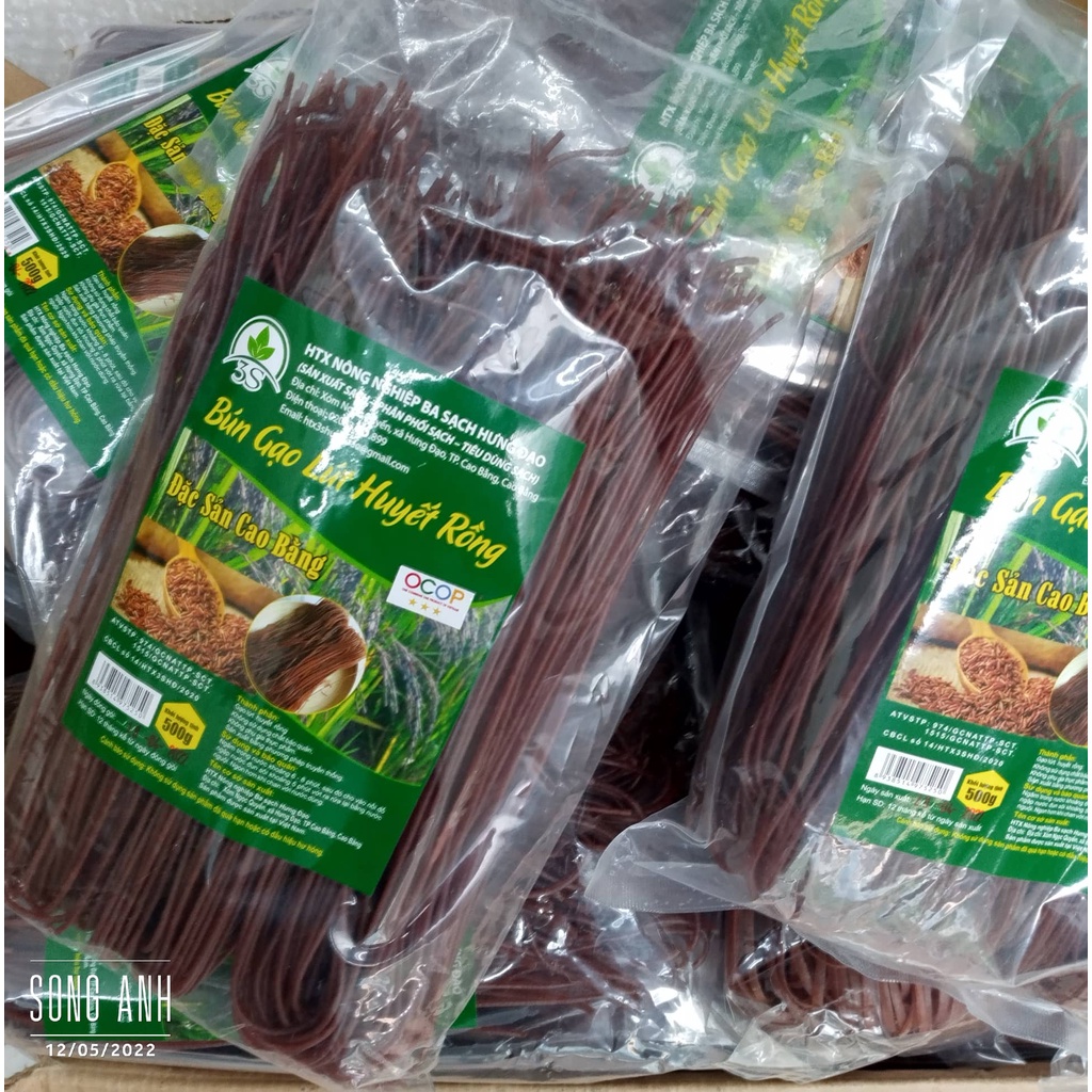Bún gạo lứt huyết rồng túi 500g đặc sản Cao Bằng  sản phẩm của HTX Nông nghiệp Ba Sạch Hưng Đạo