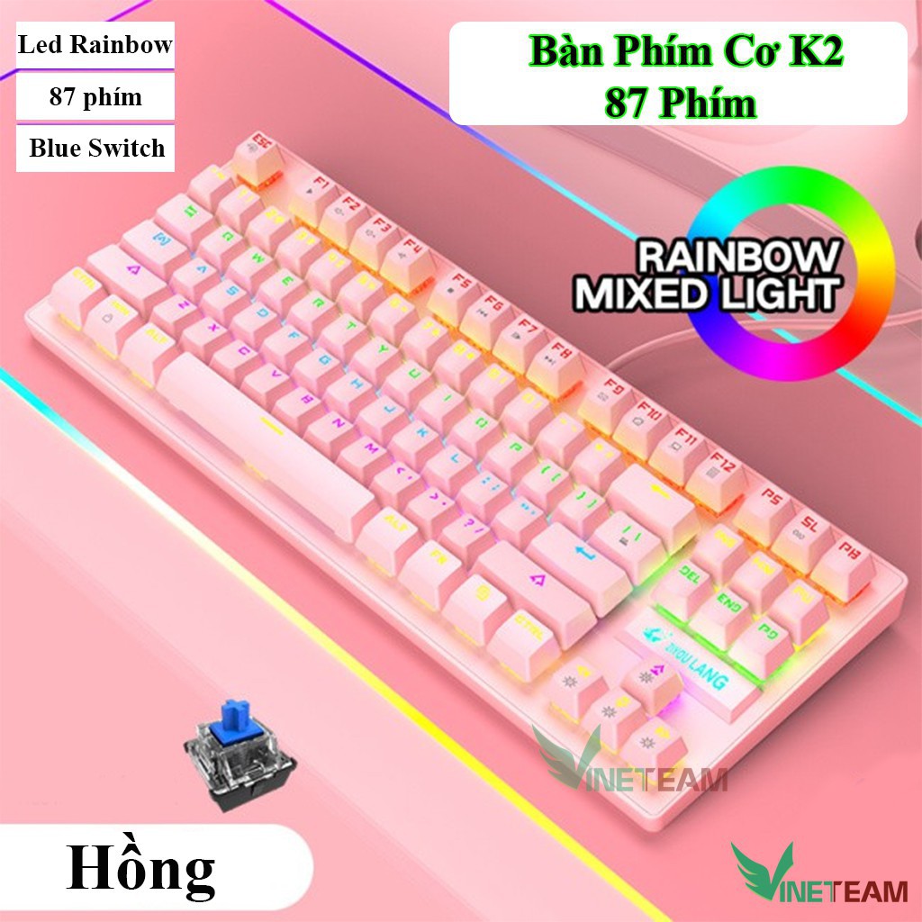 Bàn Phím Cơ Máy Tính  ZIYOULANG K2 87 Phím  Led RGB 10 Chế Độ Khác Nhau, Chơi Game  Cực Đã Xgamingstore -dc4371