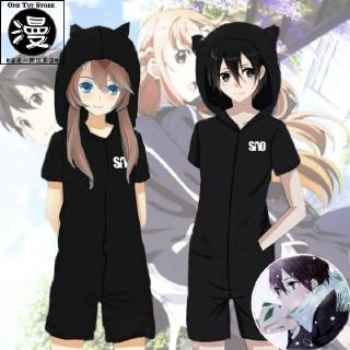 Bộ đồ ngủ họa tiết anime xinh xắn chất lượng⭐bộ đồ ngủ một mảnh tay lửng in hình sword art online kirito cho cặp đôi