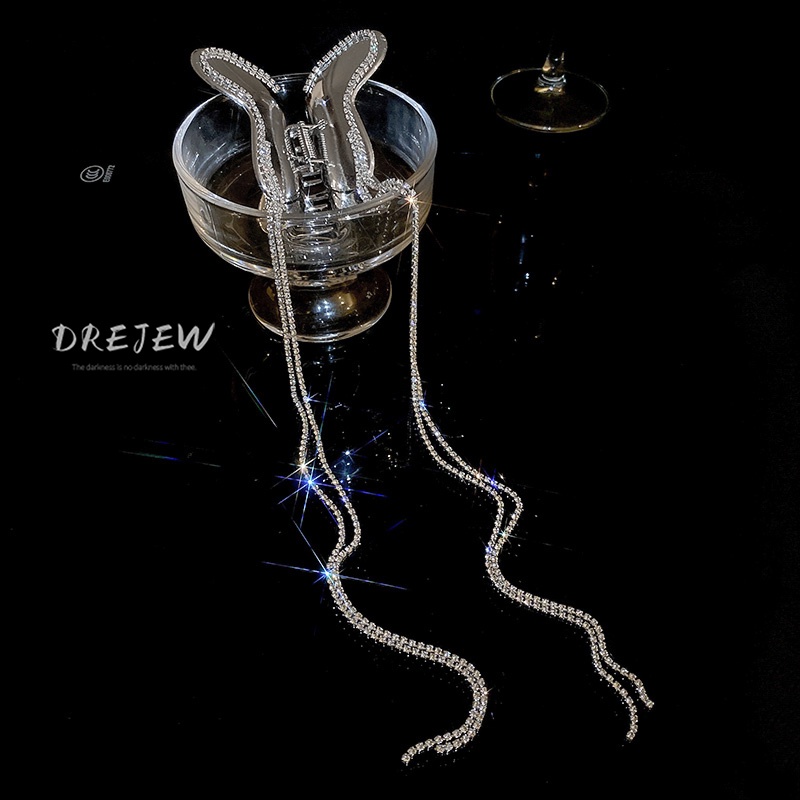 Kẹp Tóc Cá Mập Dát Kim Cương Dài Tua Rua Bằng Kim Loại Thời Trang Cho Nữ