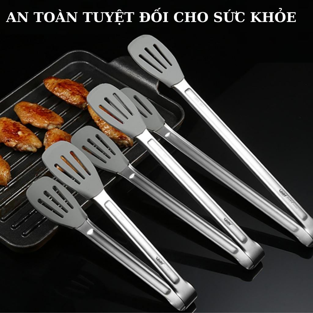 Kẹp gắp thức ăn Inox Dụng cụ nhà bếp gắp chống trượt tiện dụng