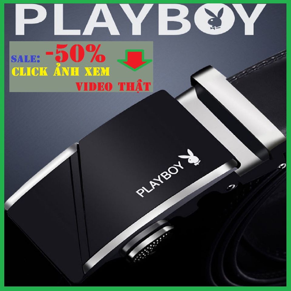 Thắt Lưng Da Nam Hàng Hiệu PLAYBOY Khóa Tự Động Cao Cấp, Dây Nịt Nam Da Bò 100% Mạ Vàng Bạc Gu Nam Tính Chính Hãng GC35