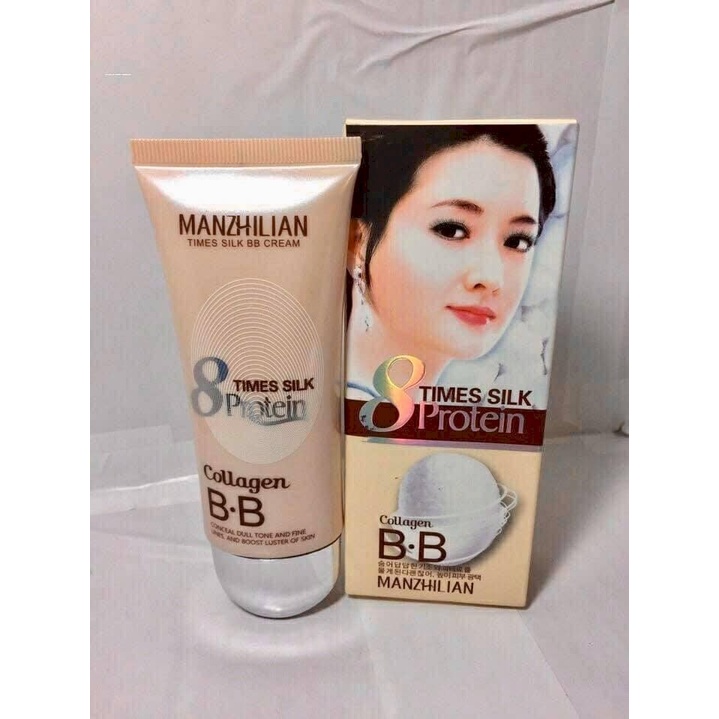 Kem nền BB cream collagen MANZHILIAN 8 time silk protein làm trắng da tinh chất tơ tằm