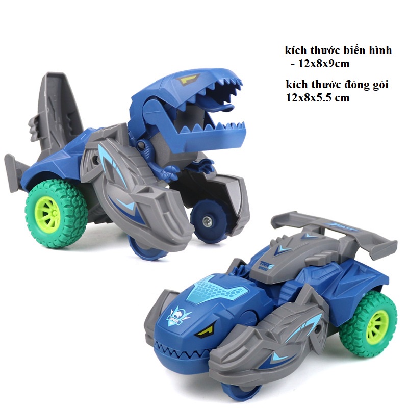 Ô tô Khủng long biến hình đồ chơi quán tính, bánh đà cho bé
