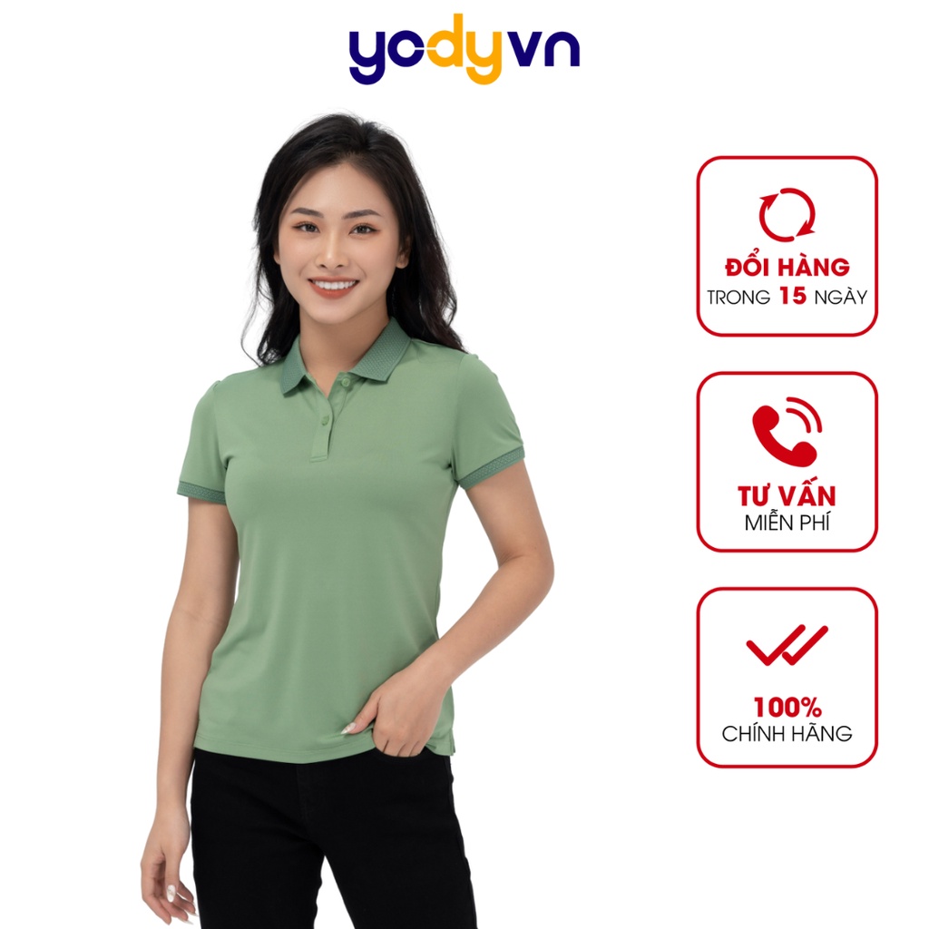 Áo polo nữ chính hãng YODY chất liệu coolmax, phông cộc tay có cổ phối bo siêu mát  APN5320
