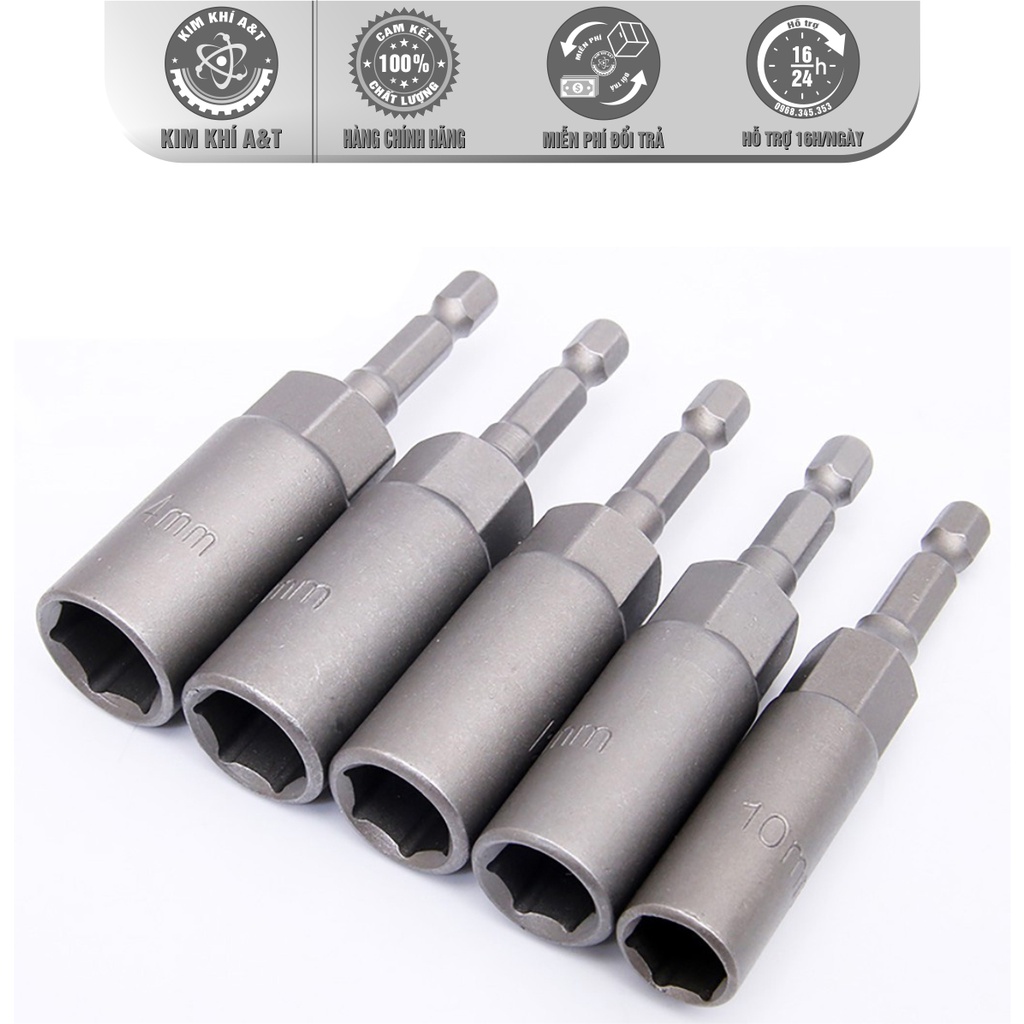 Đầu chụp BuLong 80mm chân lục giác cho khoan pin và khoan điện sâu lòng - Đủ kích thước