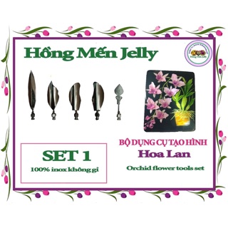 Set1 Bộ Kim Làm Thạch 3D Hoa Lan 5 kim -Hồng Mến Jelly