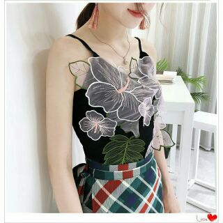 Áo 2 dây hoa nổi 3d (ord)