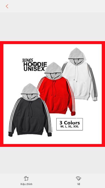 ÁO HOODIE♥️FREESHIP♥️ NỈ 3LINES PHỐI NÓN XÁM UNISEX - MÀU ĐEN | BigBuy360 - bigbuy360.vn