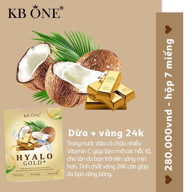 Mặt Nạ Dừa Hyalo Gold Kbone