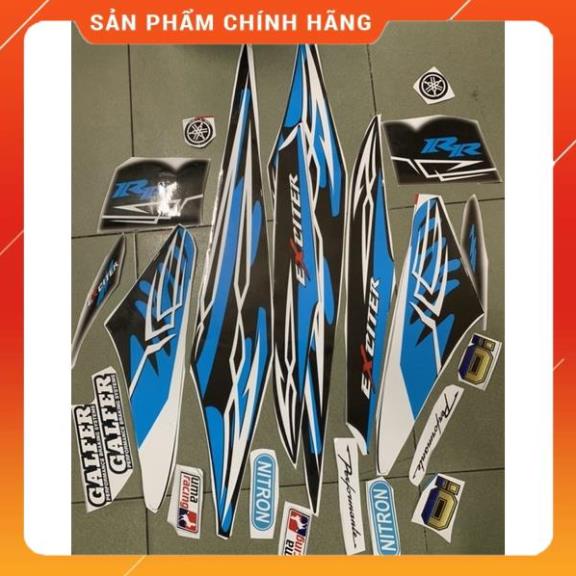 Tem exciter 2010 trắng xanh đen cao cấp - không bay màu