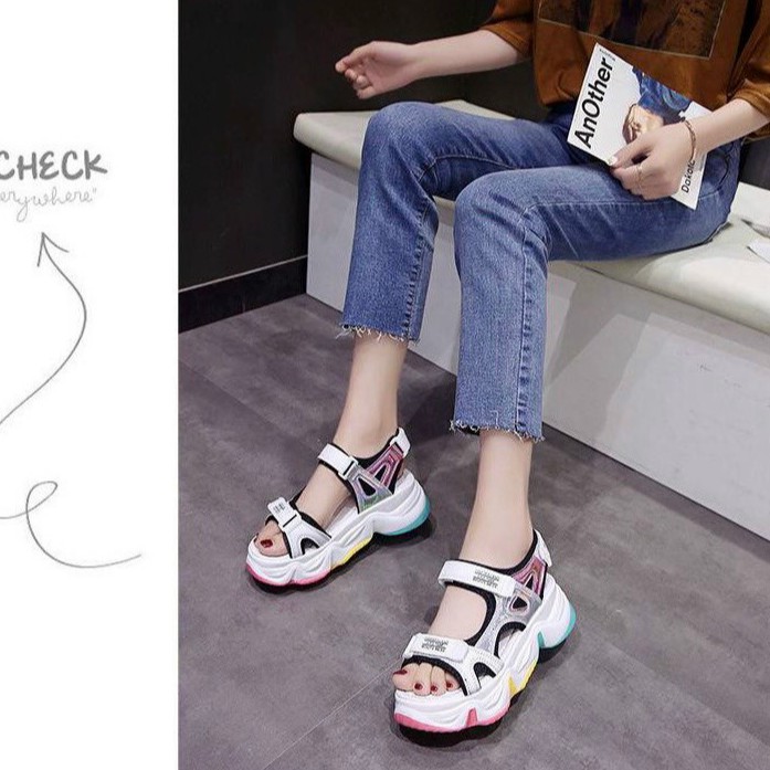 Giày Sandal Xuồng HÀNG ĐẸP Quai Dán Xé Phản quang - Đế Mix Màu - Quảng Châu 2001