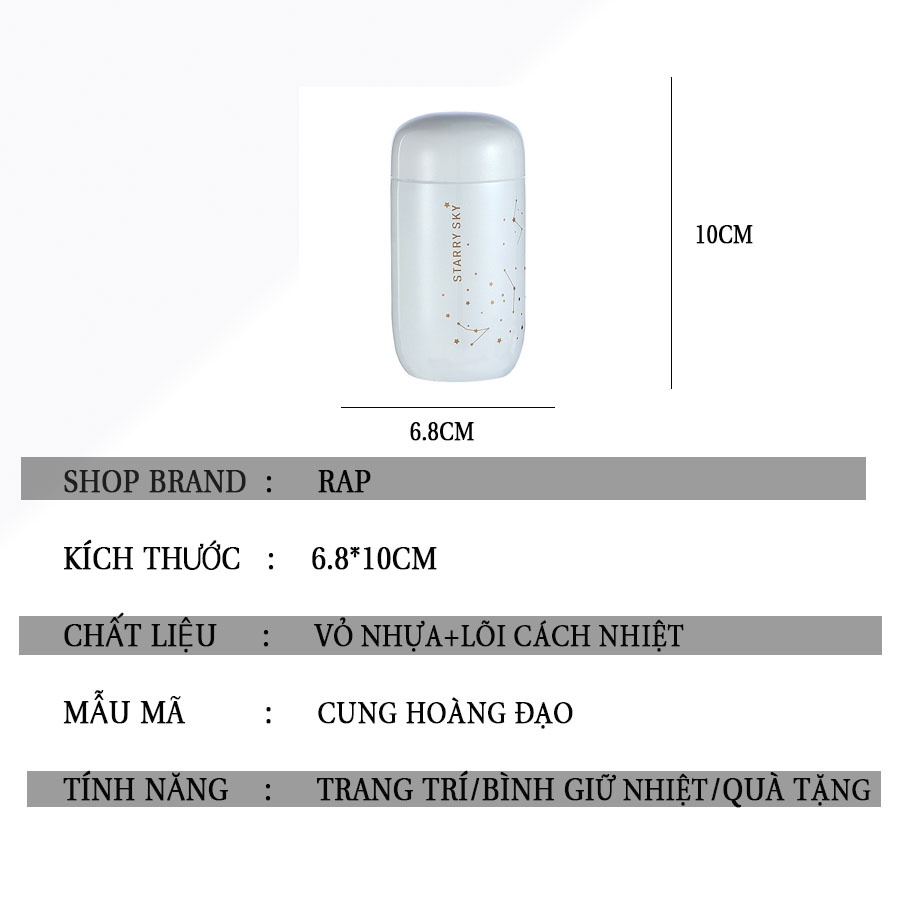 Bình ly giữ nhiệt STAR SKY phong cách Hàn Quốc chất liệu Inox 304 cao cấp dung tích 220ml nhỏ gọn tiện lợi Ráp