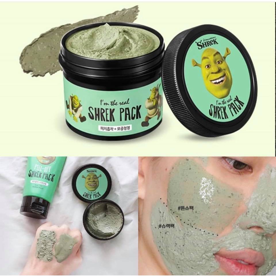 Mặt nạ bùn đất sét thải độc da, giảm mụn đầu đen Shrek Pack Olive Young - HONGS BEAUTY