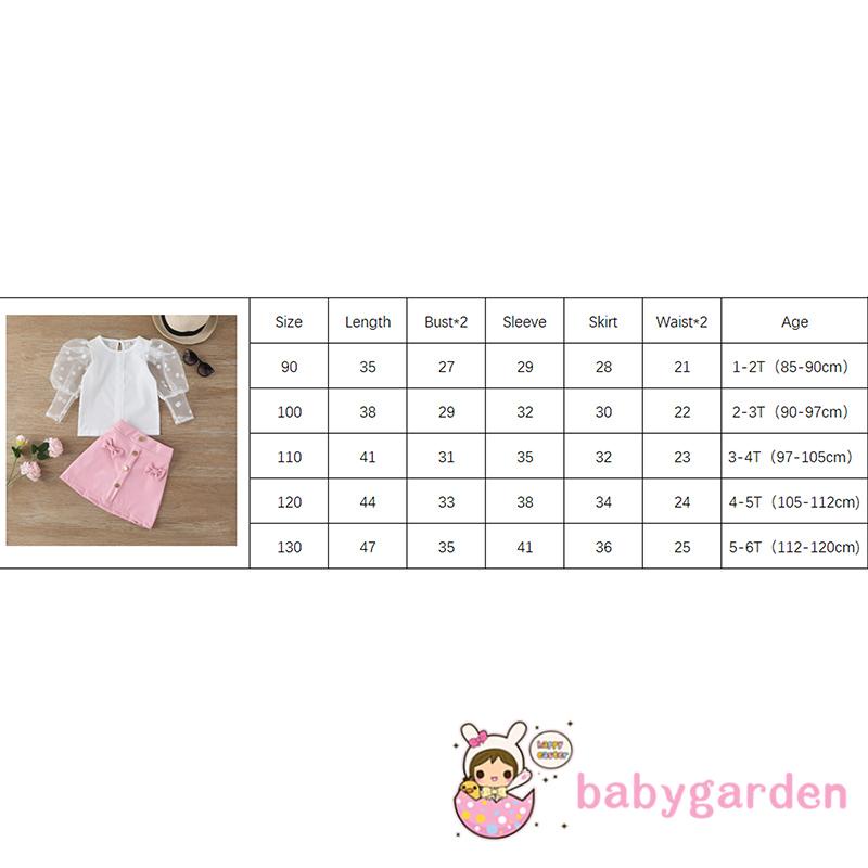 Bộ áo sơ mi trắng tay dài + chân váy đính nơ họa tiết chấm bi phối nút vàng thời trang cho bé gái 1-6 tuổi