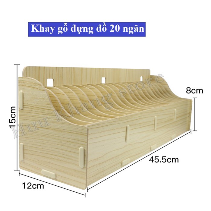 Khay gỗ 20 ngăn | Để điện thoại, màn, đựng đồ