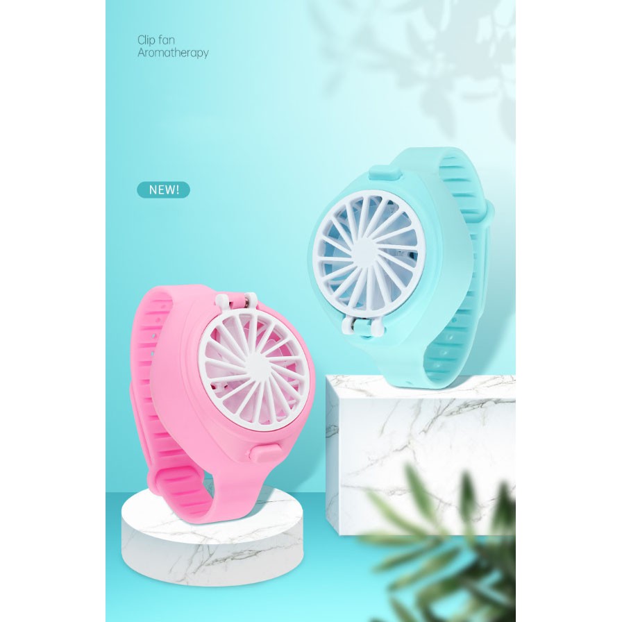 Quạt mini cứu nóng kiêm đồng hồ tích điện thời trang Watch Fan siêu cấp chanh sả dành cho bạn nữ
