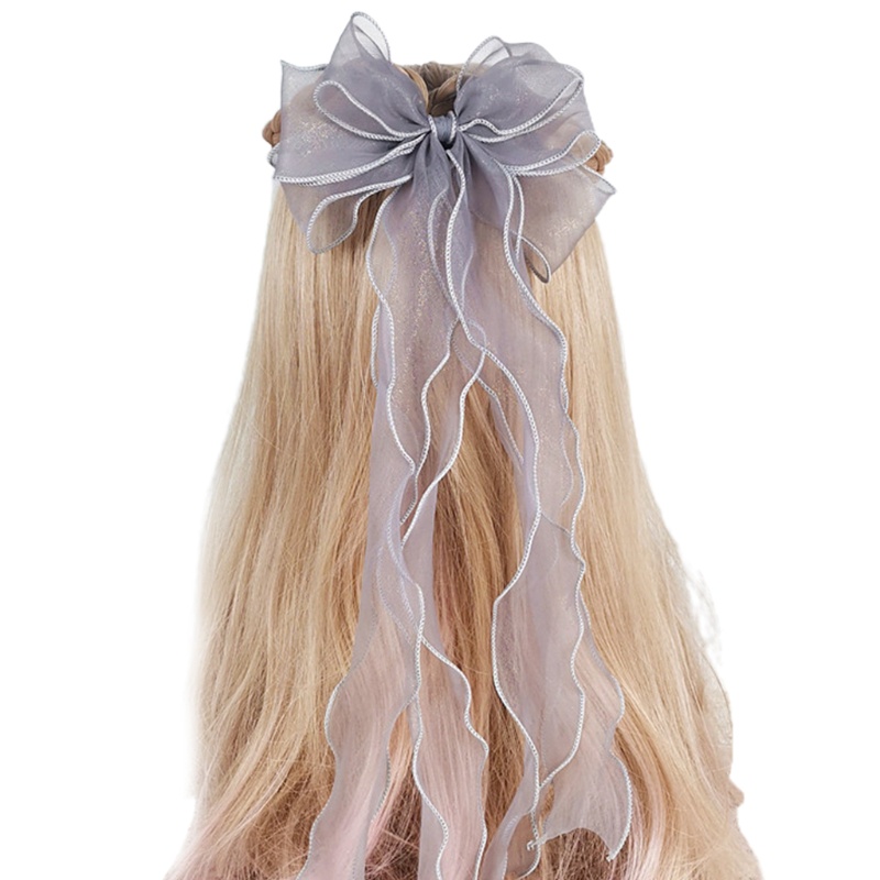 Kẹp Tóc Nơ Lớn 3 Lớp Màu Trơn Lấp Lánh Phong Cách Vintage