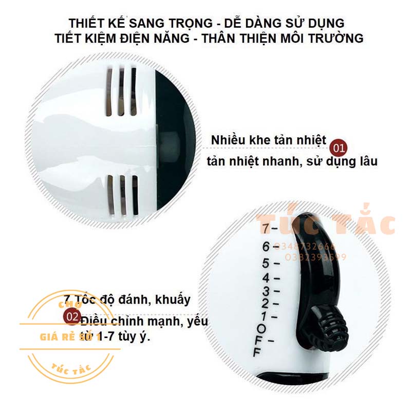 Máy Đánh Trứng Cầm Tay Máy Đánh Trứng Mini Cầm Tay 7 Tốc Độ Cực Mạnh - Chợ Túc Tắc