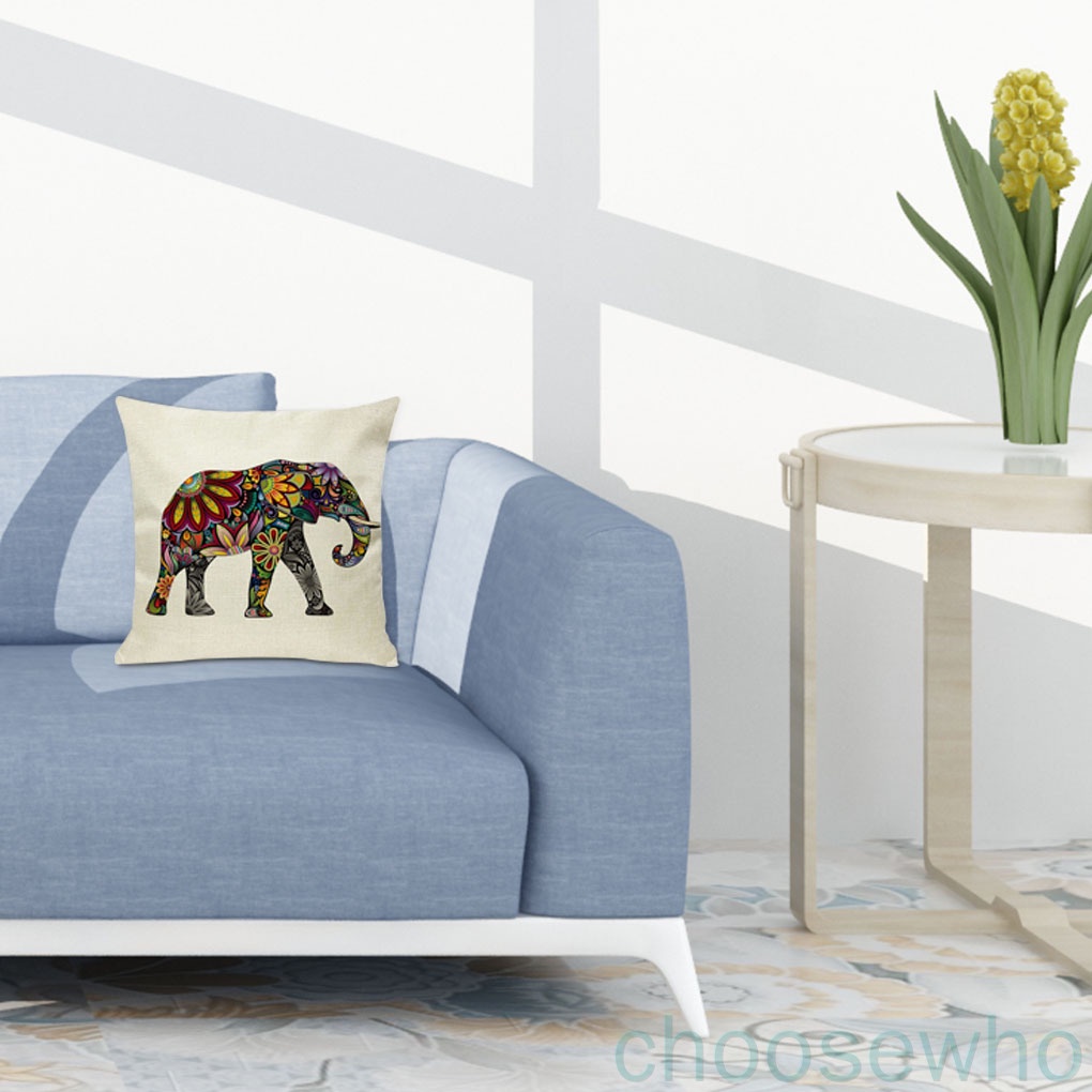Vỏ bọc gối sofa bằng vải lanh in họa tiết động vật hoạt hình