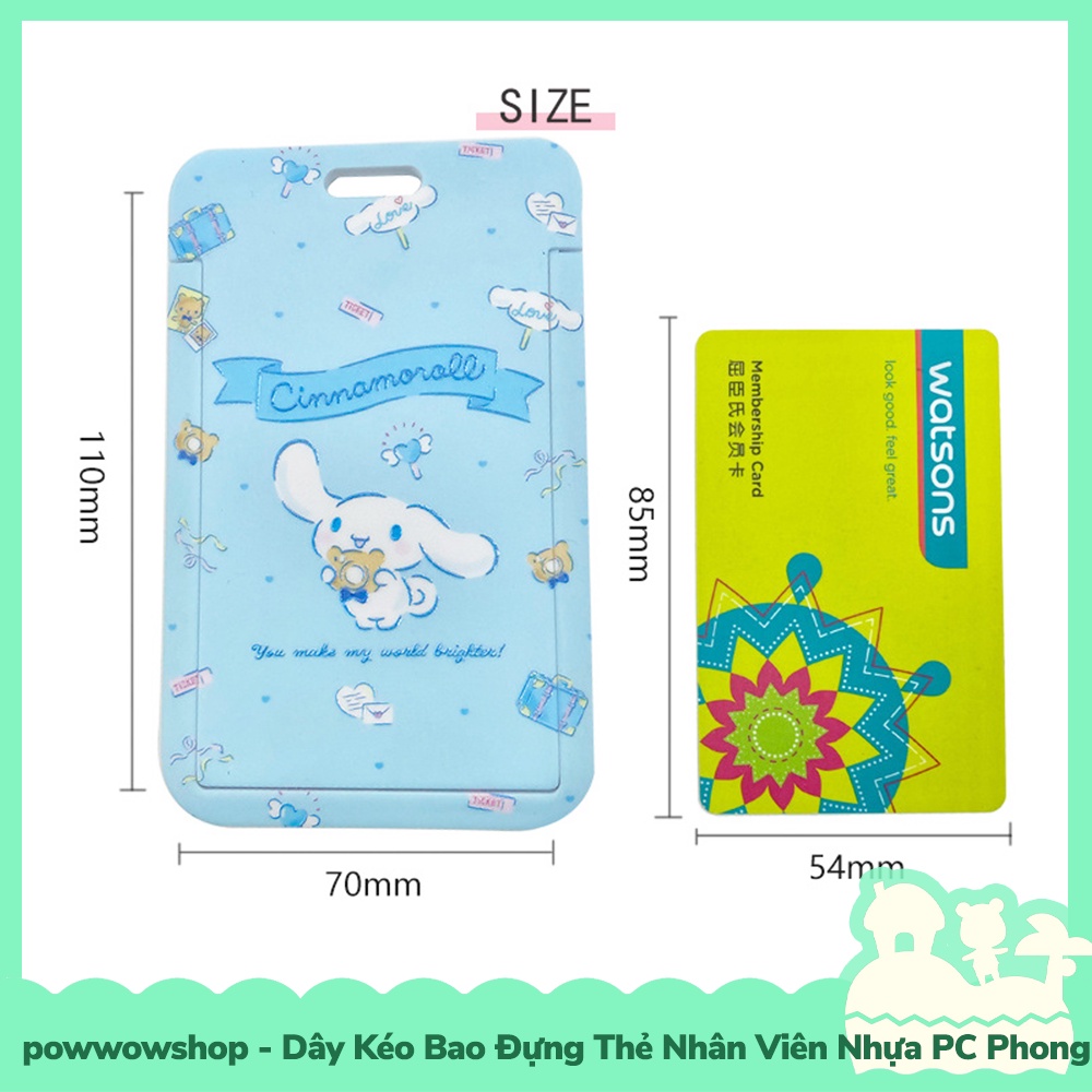 [Sẵn VN - Hỏa Tốc] Dây Kéo Bao Đựng Thẻ Nhân Viên Nhựa PC Mẫu Sanrio Family Purin, Cinnamoroll, Kuromi, Hello Kit, Ponch