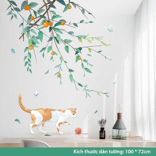 Decal dán tường, tranh dán tường phòng ngủ, các miếng decan cho bé dễ thương (Mèo Tinh Nghịch)