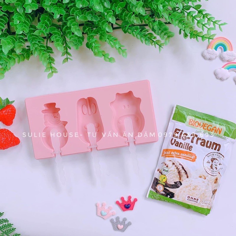 Bột làm kem hữu cơ Biovegan date 12/2021 + set khuôn làm kem