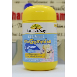 Kẹo gum Nature's Way Kids Smart VITA Gummies Calcium + Vitamin D bổ sung Canxi và vitamin D cho bé,lọ 60v