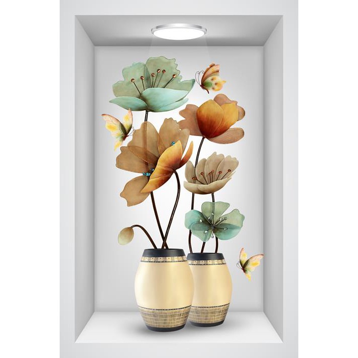 Decal dán tường lọ hoa xuân đẹp trang trí phòng khách LoHoaDon_013