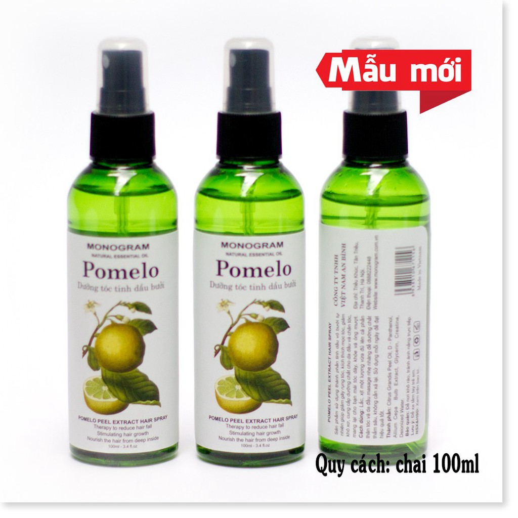 Bộ 3 chai Xịt dưỡng tóc Tinh Dầu Bưởi trị rụng tóc Pomelo (100ml x 3)