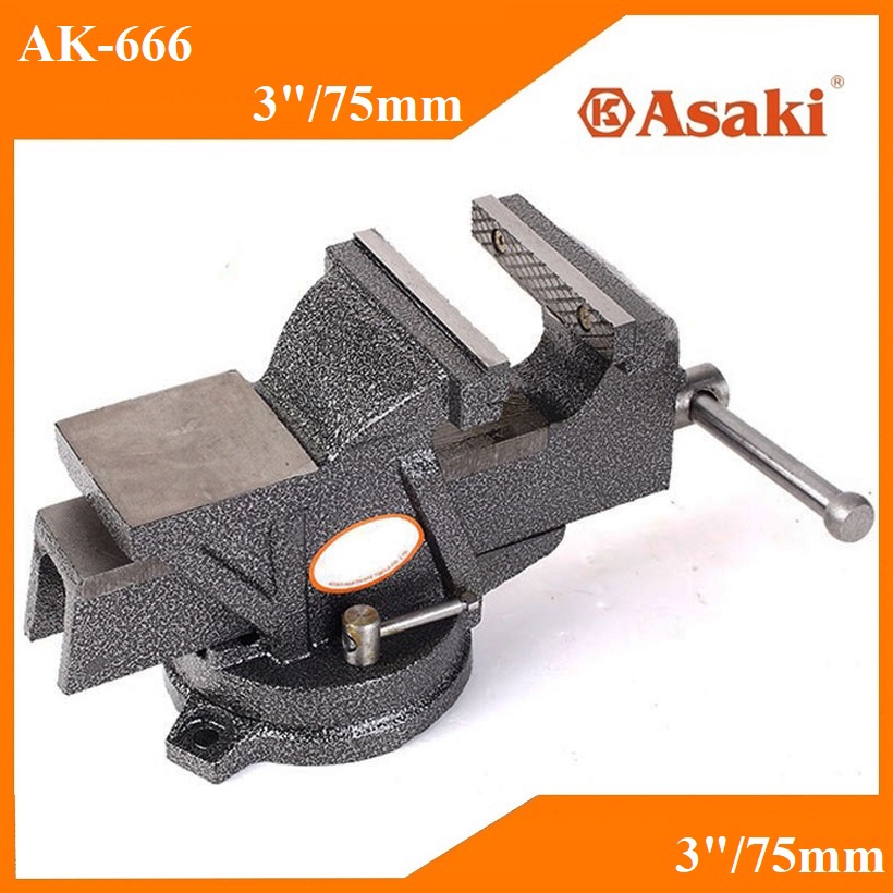 Ê tô bàn nguội 75mm/3" xoay 360 độ Asaki AK-666, E tô chất lượng cao giá tốt, shop uy tín